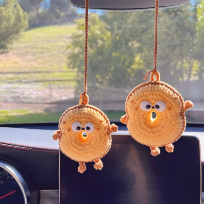 Cute Car Hanging Charm Knitted Bakery Car..