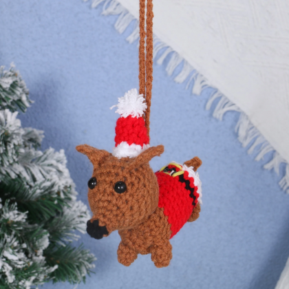 Cute Car Hanging Christmas Red Hat Puppy Car Swing..