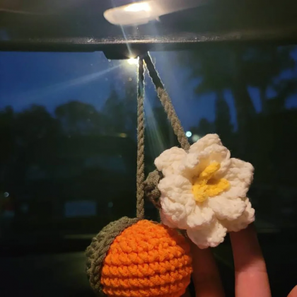 Crochet Fruit Car Hanging Pendant Hand-woven Key..