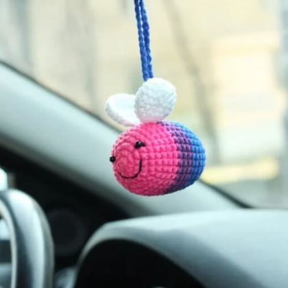 Colorful Bee Woven Car Hanging Ornaments, Hand..