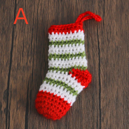 Soft Knitted Christmas Stocking With Red Snowflake..
