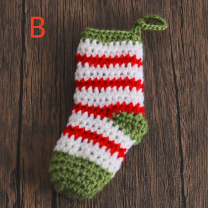 Soft Knitted Christmas Stocking With Red Snowflake..