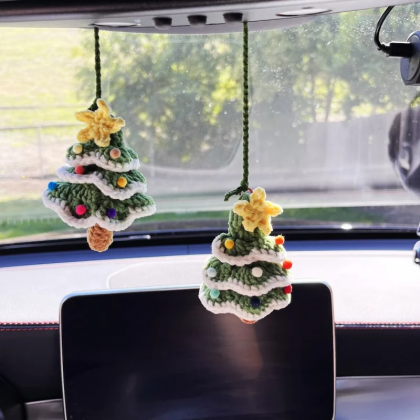 Cute Crochet Christmas Tree Car Pendant,christmas..