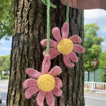Car Hanging Ornaments Crochet Flowers Pendant..