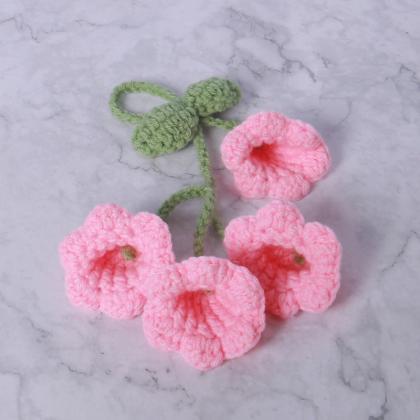 Hand-knitted Bell Orchid Flower Pendant Car..