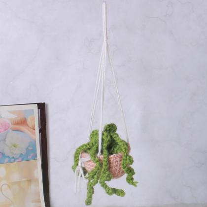 Boho Car Plant Crochet Hanging Basket, Hanging..