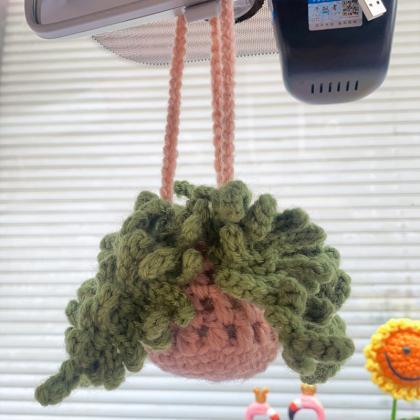 Hand-knitted Plant Bell Orchid Flowers Pendant Car..