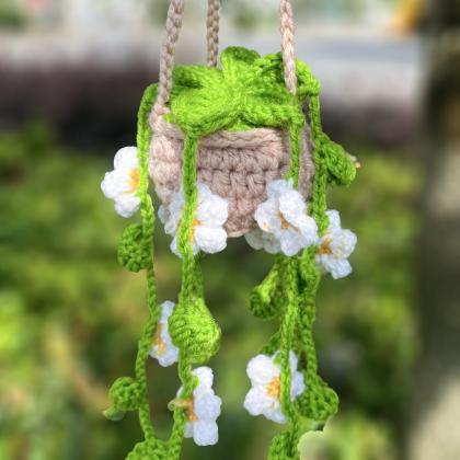 Car Handmade Crochet Plant Pendant Hanging Basket..