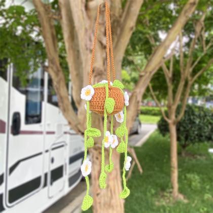 Car Handmade Crochet Plant Pendant Hanging Basket..