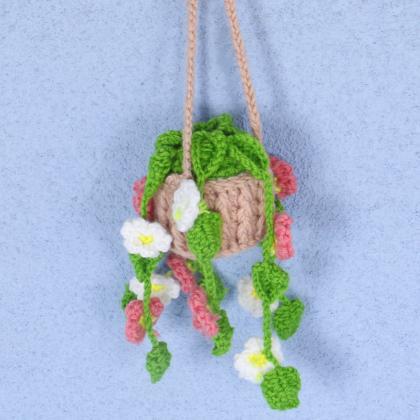 Handmade Crochet Flowers Car Hanging Plant Cute..