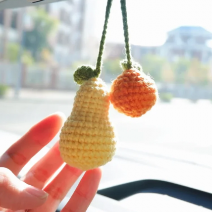 Novelty Cute Fruit Car Decor Hand Woven Knitted..