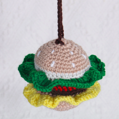 Creative Hamburger Car Pendant, Handmade Cotton..