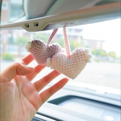 Creative Heart-shaped Car Pendant Handmade Cotton..