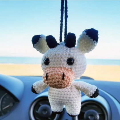 Resin Cow Ornaments For Car, Cute Animal, Black..