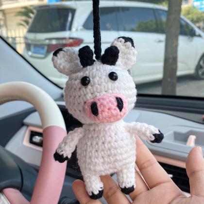 Resin Cow Ornaments For Car, Cute Animal, Black..