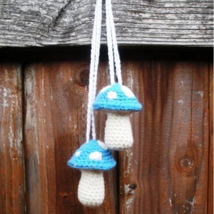 Cute Crochet Mushroom Charm For Car Mirror Hanging..