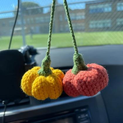 Hand-woven Pumpkin Key Chain, Halloween Car..
