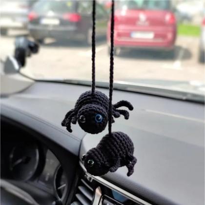 Halloween Crochet Spider Car Mirror Hanging..