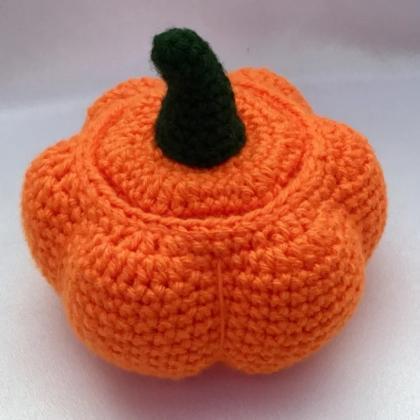 Crochet Pumpkin Basket For Halloween Decoration,..
