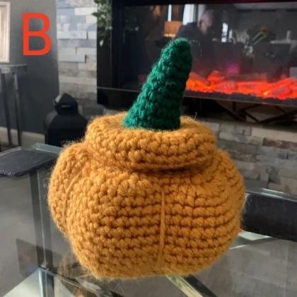 Crochet Pumpkin Basket For Halloween Decoration,..