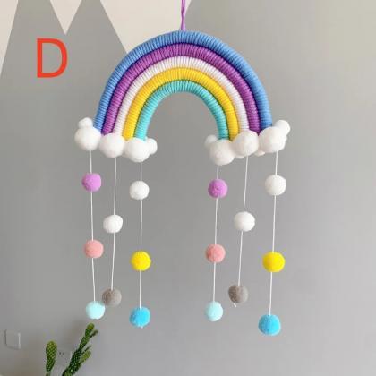 Ins Style Rainbow Clouds Tapestry, Felt Ball,..