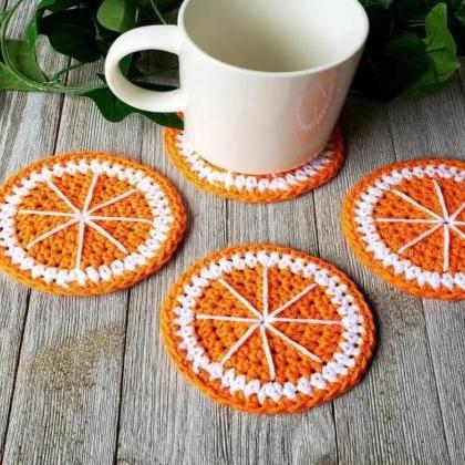 Crochet Fruit Coasters For Drinks Absorbent Woven..