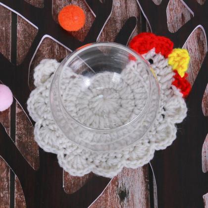 Handmade Crochet Coasters Cute Drink Coaster Set..