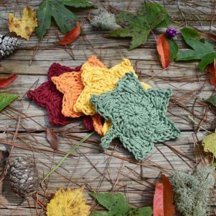 Diy Weed Leaf Shaped Coasters Round Woolen..