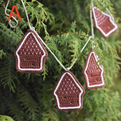 Knitted Cabin Christmas Tree Pendant Ornaments,..