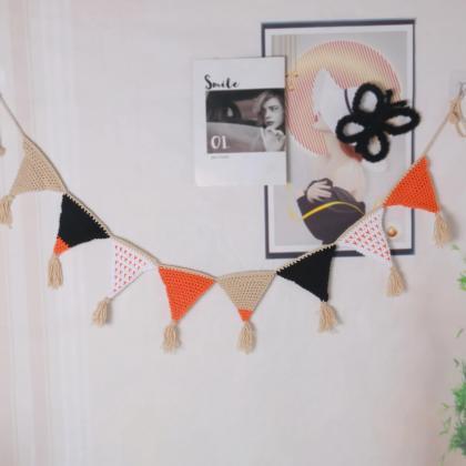 Ins Hand Woven Triangle Flag Party Decor, Tent..