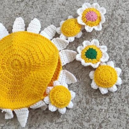 Crochet Memory Game With Sunflower Stars For Mom..