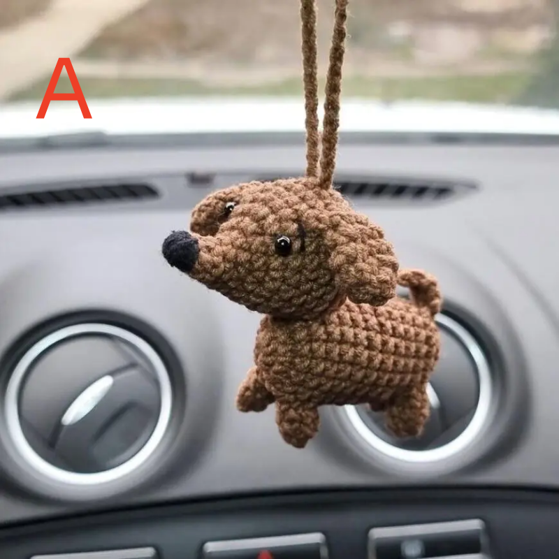 Cute Car Hanging Christmas Red Hat Puppy Car Swing Puppy Bear Rearview Mirror Pendant Ornament, Automotive Decoration Accessories