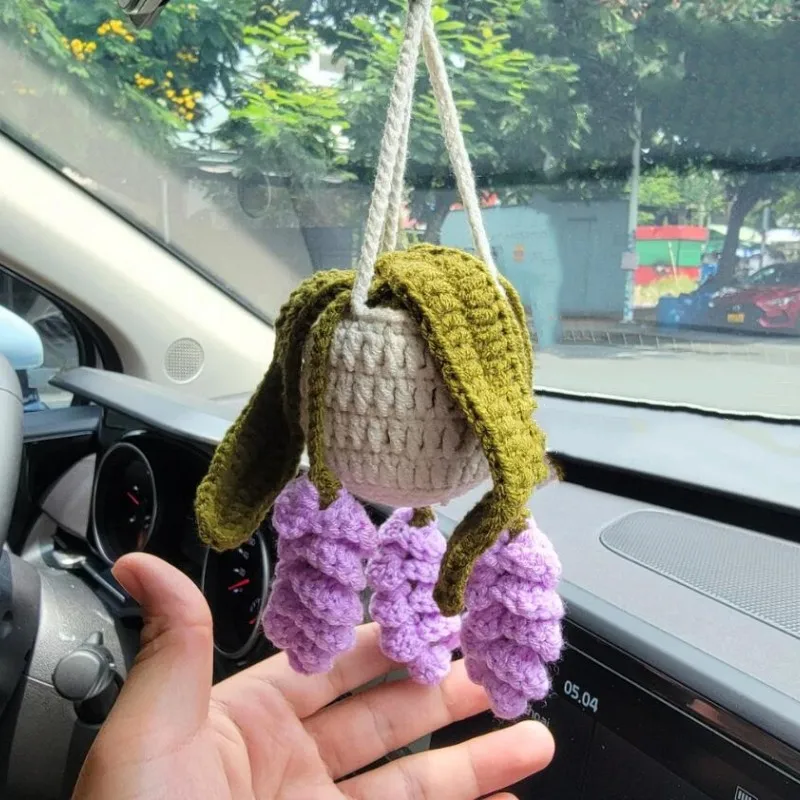 Flower Basket Pendant For Rear View Mirror, Vehicle Pot, Hanging Ornament For Bedroom, Study, Car, Automotive, Knitting Decor