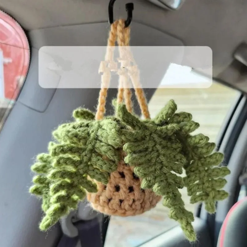 Hand-knitted Plant Bell Orchid Flowers Pendant Car Hangings Ornament Finished Handmade Crochet Bag Pendant Car Charms Home Decor
