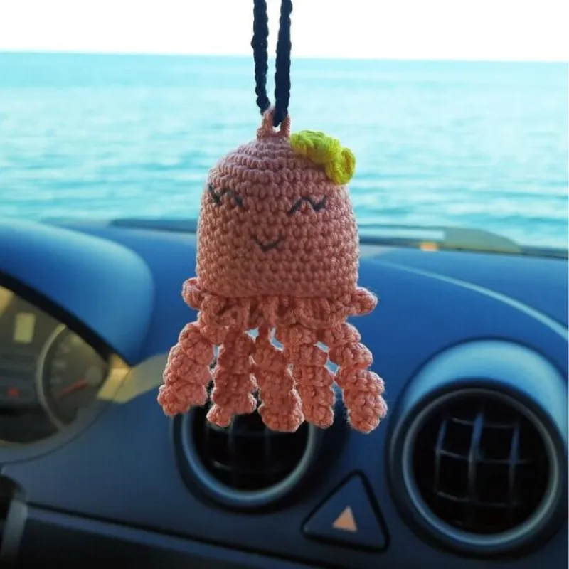Cute Octopus Car Decor Color And Expression Variable Cartoon Animal Hanging Car Accessories Doll Bags Pendant Car Key Ring,