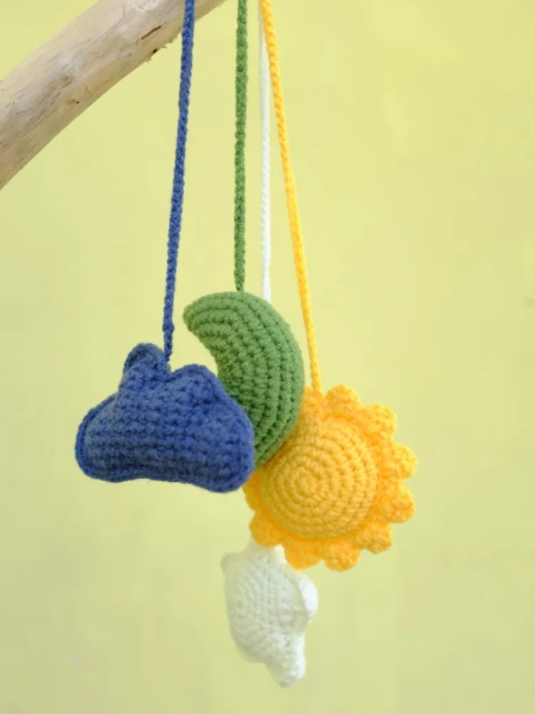 Hand-woven Key Chain With Cute Knitted Pendant For Bag, Moon, Sun, Cloud, Star, Car Decoration, Creative Gift, 2023