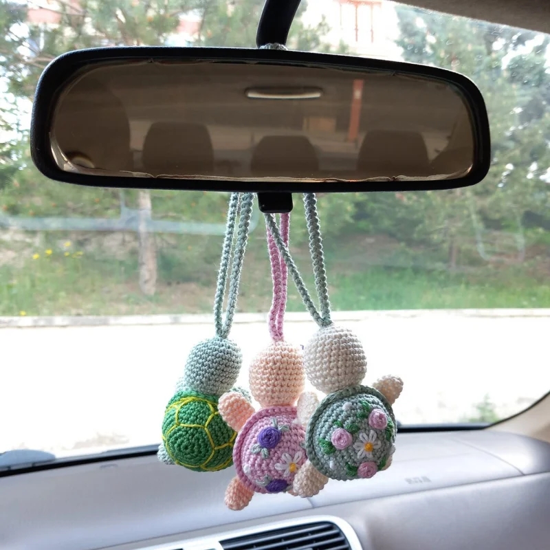 Car Hanging Pendant Decor, Interior Mirror Pendant, Creative Cute Style, Hand-woven Turtle Doll, Ladies Bag Pendant, Gift
