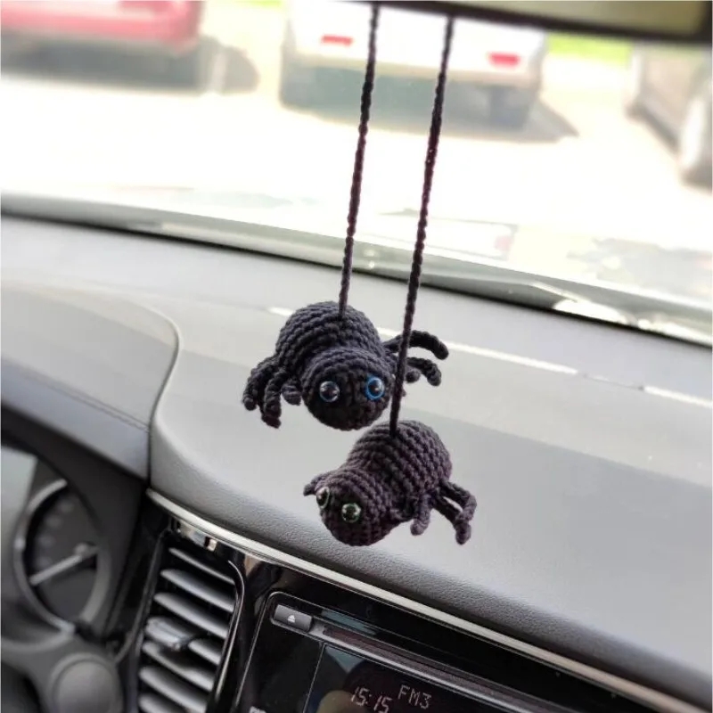 Halloween Crochet Spider Car Mirror Hanging Accessories For Women And Teens, Animal Charm, Car Decor, Crochet Gift