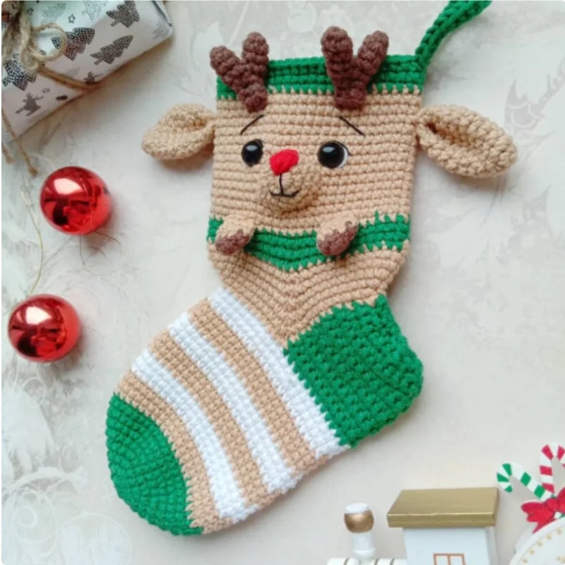 Knitting Stockings For Christmas Tree Hanging Ornament, Red, Green, Blue, Rabbit, Home, Xmas, Year Gift, 2023