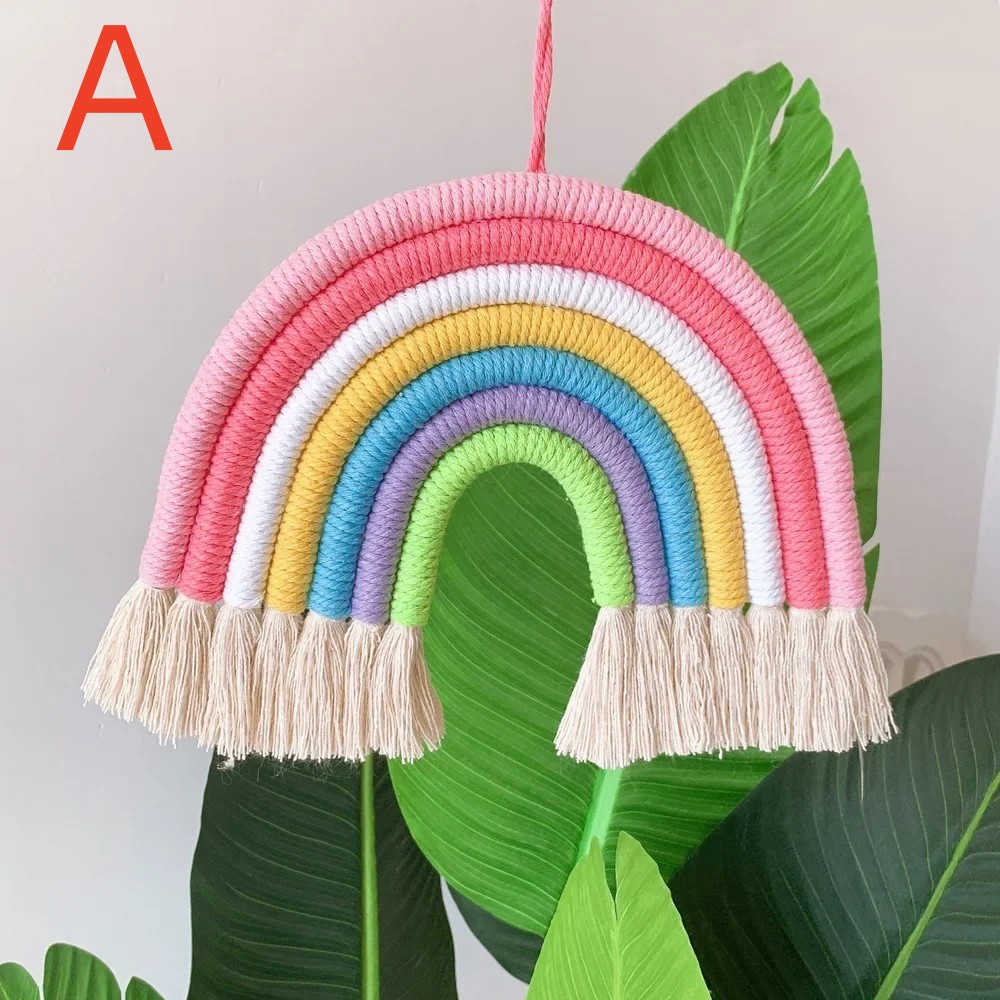 Rainbow Cloud Wall Hanging Decoration For Kids, Nordic Ornaments, Baby Room Decoration, Handmade Woven Home Decor, Kindergarten