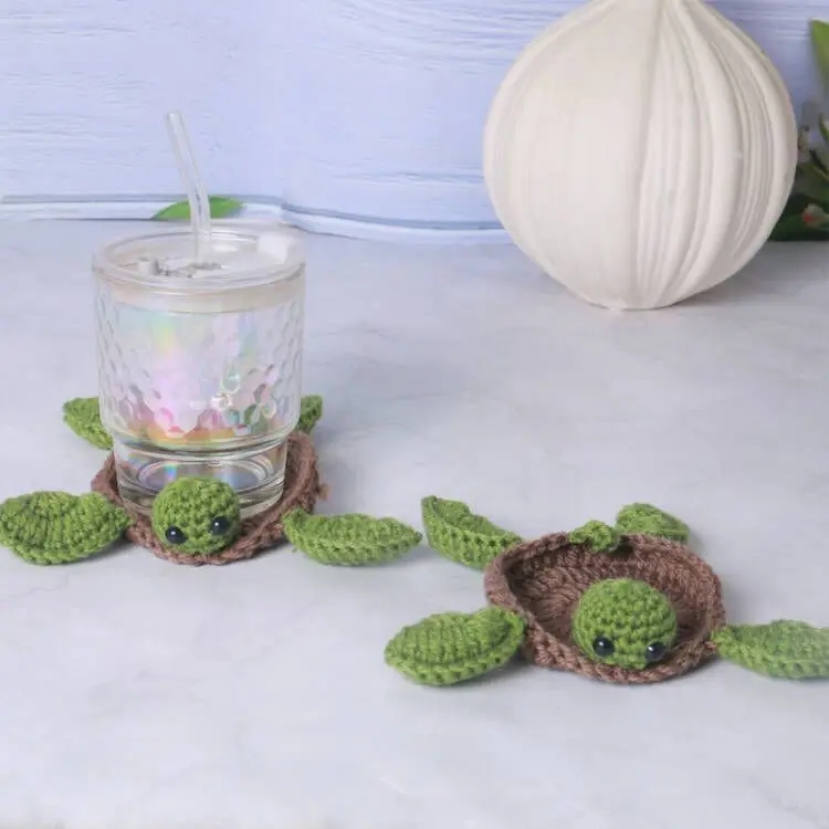 Insulation Pad Handmade Crochet Thick Skid-resistant Heat Sheep Flower Turtle Shape Mug Coaster Kitchen Supplies Anti-scalding