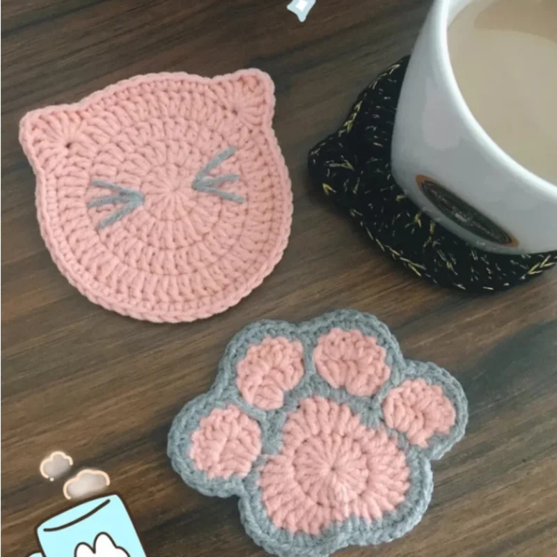 Hand-made Cat Claw Shape Table Mat, Heat Insulation Mat, Anti-skid Tea Cup, Milk Mug, Coffee Cup Coaster, Cute Family