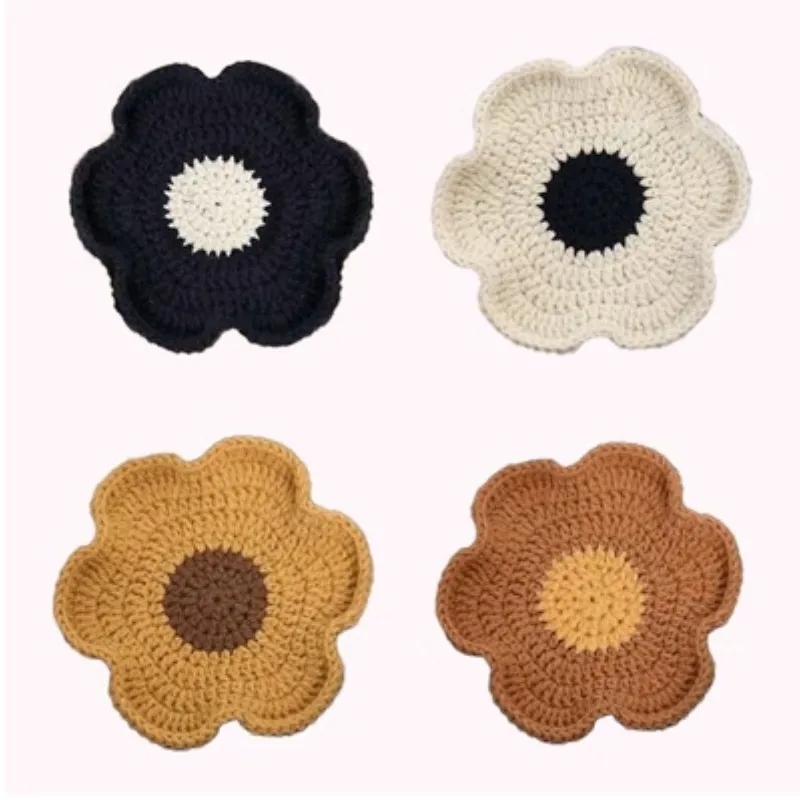 Crochet Coasters Hand Colorful Round Crochet Table Place Mat Pad Cloth Cup Flower Coaster Doily Kitchen Christmas Wedding Decor