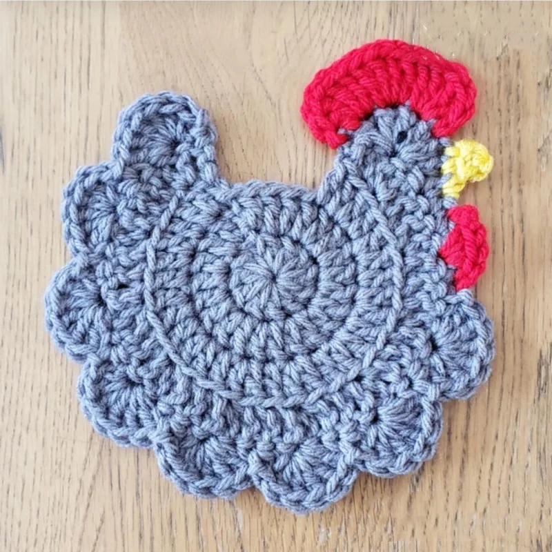 Cartoon Coaster Hand-made Wool Woven Teacup Mat Animal Big Rooster Shaped Kitchen Accessories Cute Kitten Insulation Mat