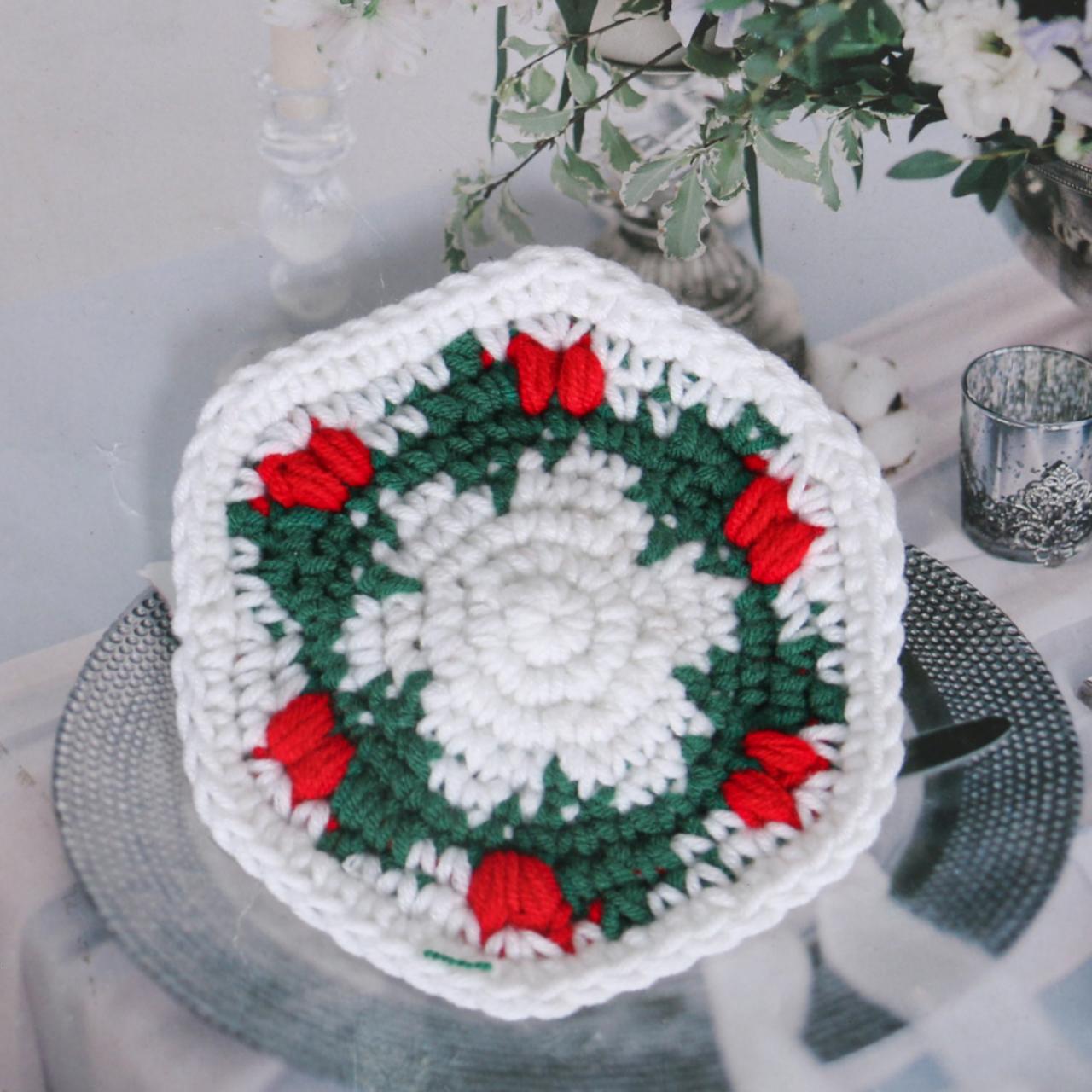 Round Cotton Crochet Table Place Mat Weaving Placemat Cute Flower Coaster Table Mat Christmas Decorations 2023