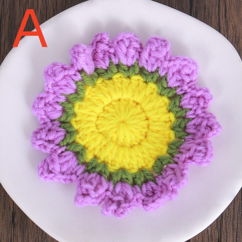 Colorful Flower Round Cotton Crochet Table Place Mat Pad Cloth Placemat Cup Coffee Coaster Doily Kitchen Christmas Accessories