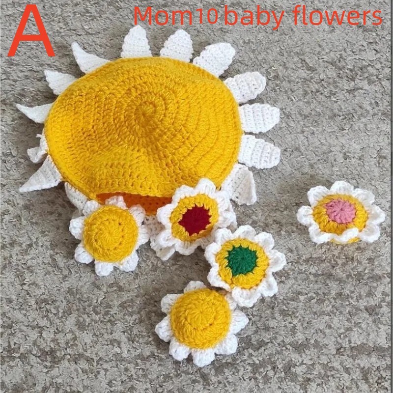 Crochet Memory Game With Sunflower For Mom And Baby, Stars Matching Game, Physical Item, Original, Educational Toys