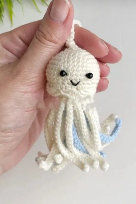 Handmade Knitted Octopus Pendant For Children&amp;#039;s Room Decorations, Wool Car Accessories, Hand Woven Animal, Knitted, Safety