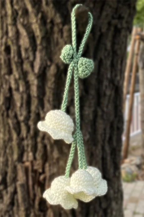 Handmade Knitted Keychain Keyring For Women Girl Crocheted Wind Chimes Flower Bag Pendants Car Key Ring Handbag Charms Gift
