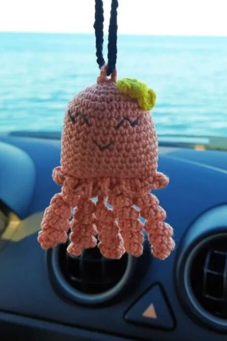 Cute Octopus Car Decor Color And Expression Variable Cartoon Animal Hanging Car Accessories Doll Bags Pendant Car Key Ring,
